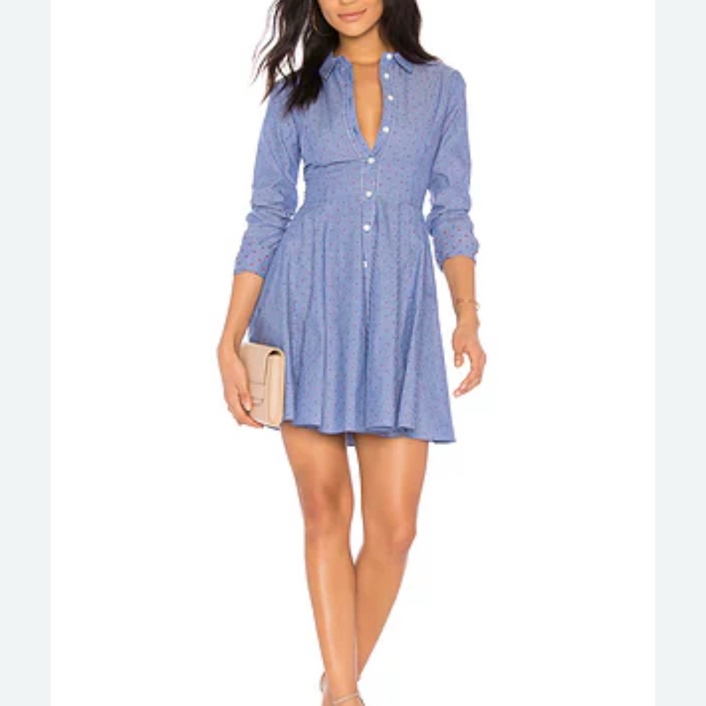 Bebe Blue Pleated Sundress with 3/4 Cuffed Sleeves #888